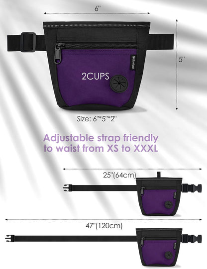 2 Cup Magnetic Closure Dog Treat Pouch with Training Clicker(Black)