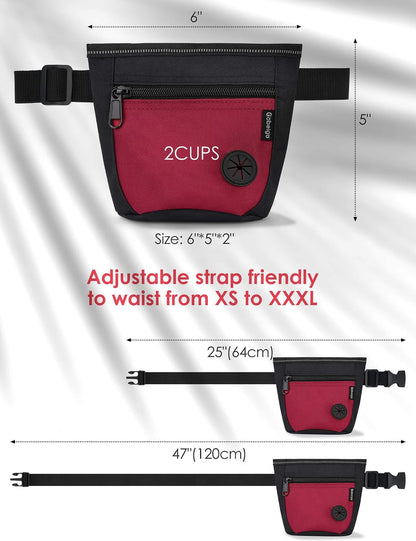 2 Cup Magnetic Closure Dog Treat Pouch with Training Clicker(Black)