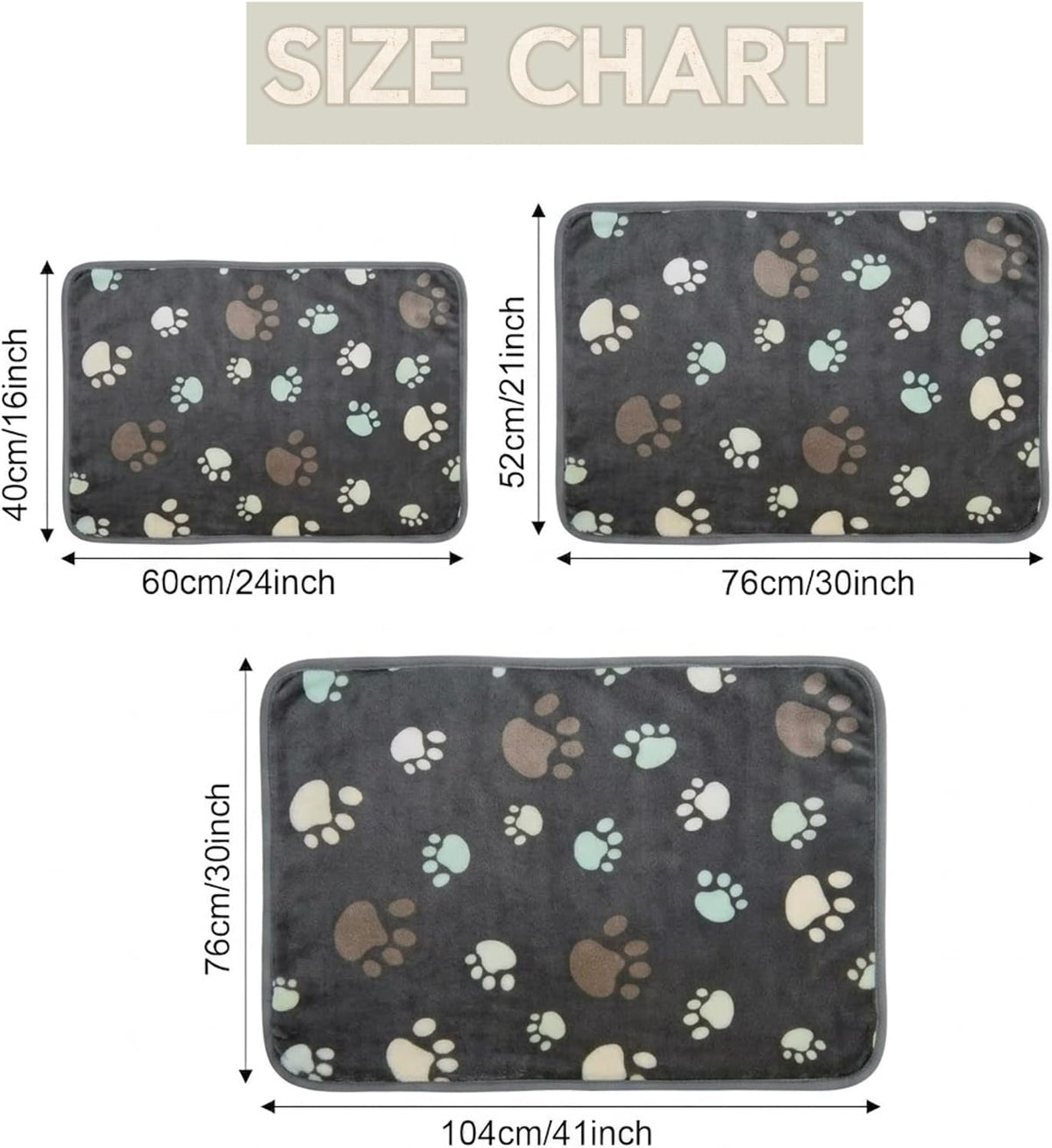 Fluffy Premium Flannel Dog Blanket Washable Paw Printed Throw for Small Medium Large Dog Cat(30"x20" Dark Grey)