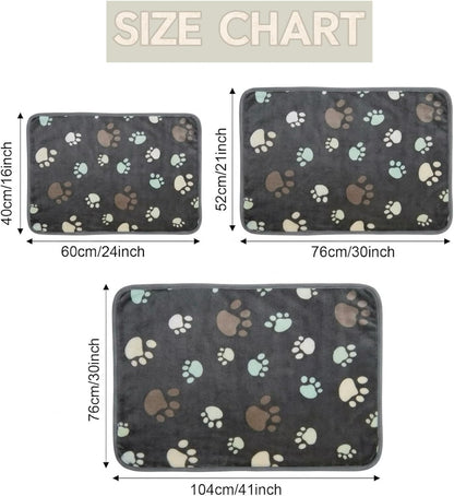 Fluffy Premium Flannel Dog Blanket Washable Paw Printed Throw for Small Medium Large Dog Cat(30"x20" Dark Grey)