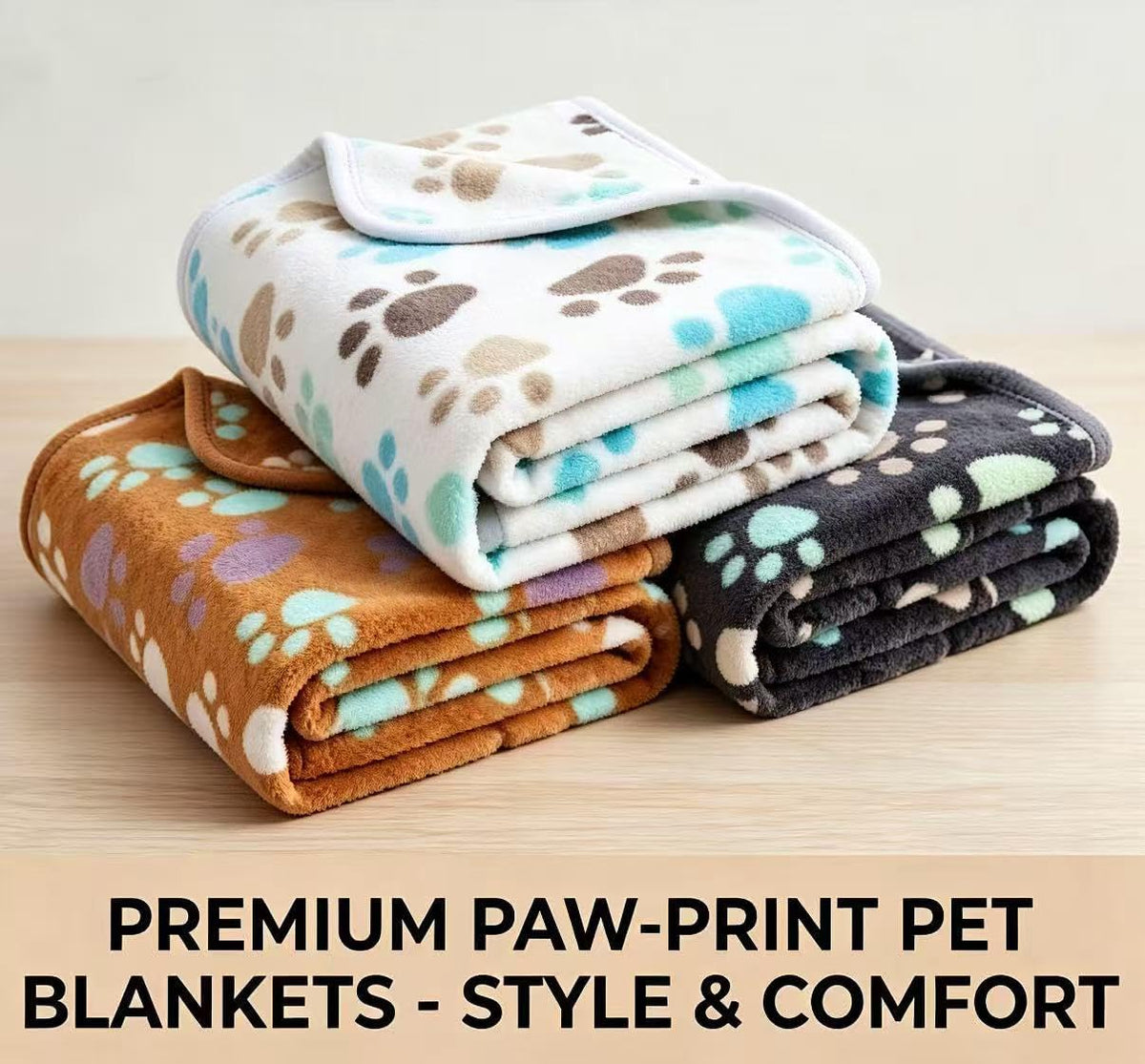 Fluffy Premium Flannel Dog Blanket Washable Paw Printed Throw for Small Medium Large Dog Cat(30"x20" Dark Grey)