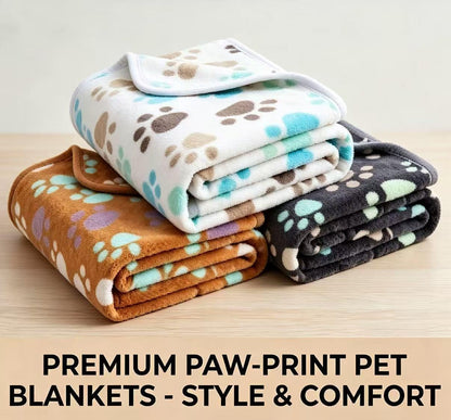 Fluffy Premium Flannel Dog Blanket Washable Paw Printed Throw for Small Medium Large Dog Cat(30"x20" Dark Grey)