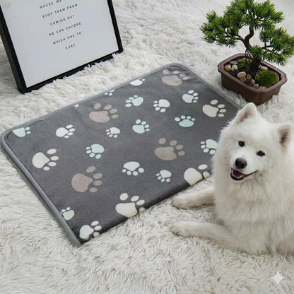 Fluffy Premium Flannel Dog Blanket Washable Paw Printed Throw for Small Medium Large Dog Cat(30"x20" Dark Grey)