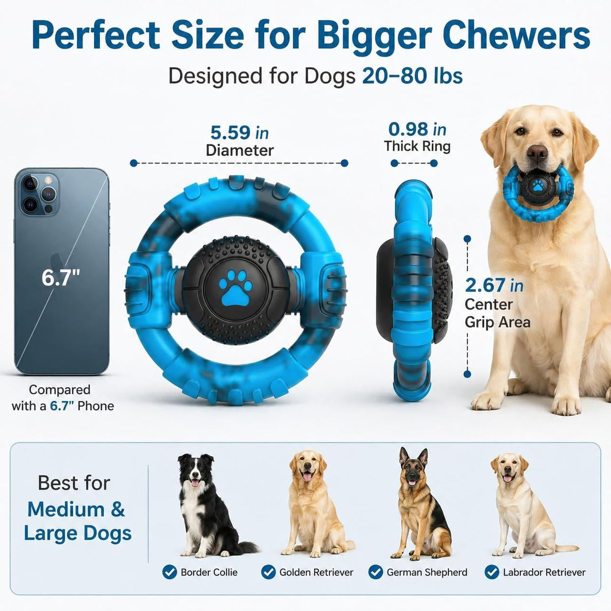 Pamlulu Tough Dog Toys for Aggressive Chewers, Indestructible Dog Toy for Large Dogs, Nylon Chew Toys for Medium Large Breed, Interactive Dog Toys to Keep Them Busy, Dog Birthday