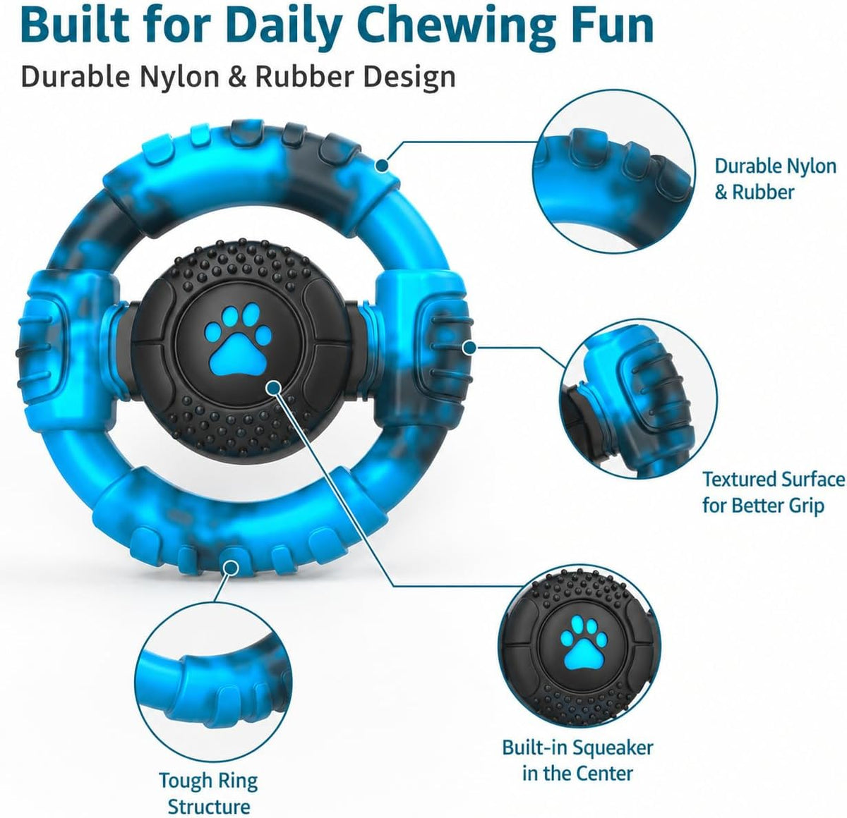 Pamlulu Tough Dog Toys for Aggressive Chewers, Indestructible Dog Toy for Large Dogs, Nylon Chew Toys for Medium Large Breed, Interactive Dog Toys to Keep Them Busy, Dog Birthday