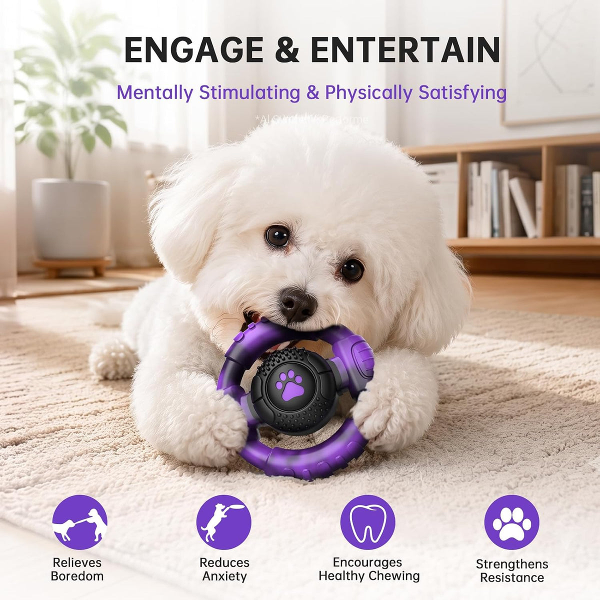 Pamlulu Tough Dog Toys for Aggressive Chewers, Indestructible Dog Toy for Large Dogs, Nylon Chew Toys for Medium Large Breed, Interactive Dog Toys to Keep Them Busy, Dog Birthday