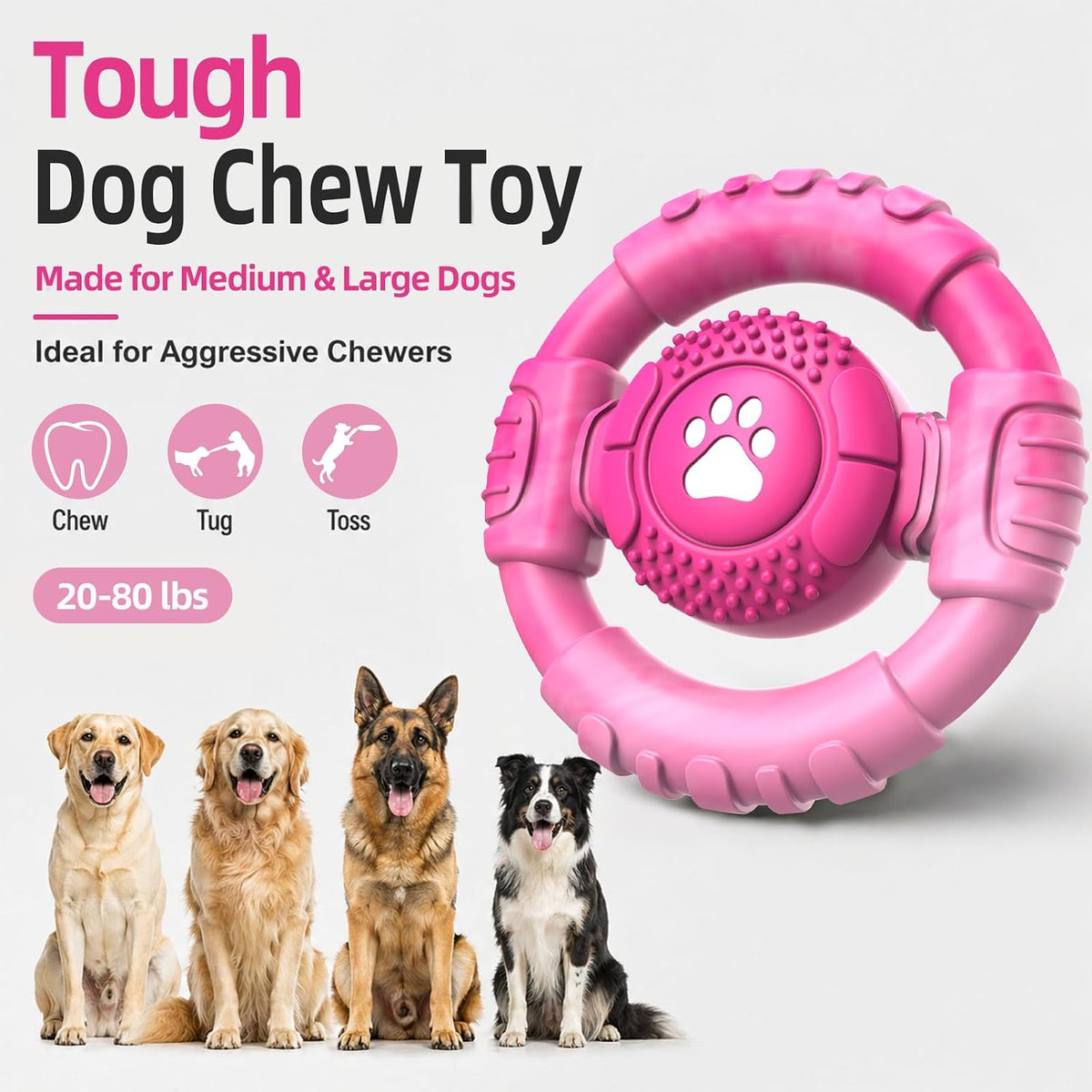 Pamlulu Tough Dog Toys for Aggressive Chewers, Indestructible Dog Toy for Large Dogs, Nylon Chew Toys for Medium Large Breed, Interactive Dog Toys to Keep Them Busy, Dog Birthday
