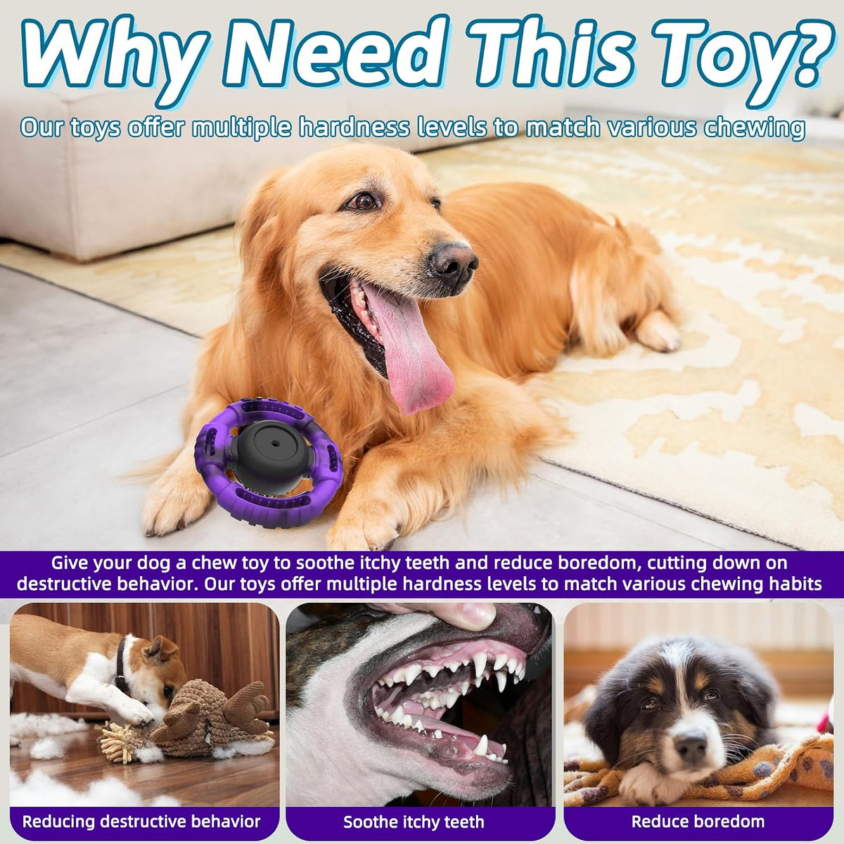 Pamlulu Tough Dog Toys for Aggressive Chewers, Indestructible Dog Toy for Large Dogs, Nylon Chew Toys for Medium Large Breed, Interactive Dog Toys to Keep Them Busy, Dog Birthday
