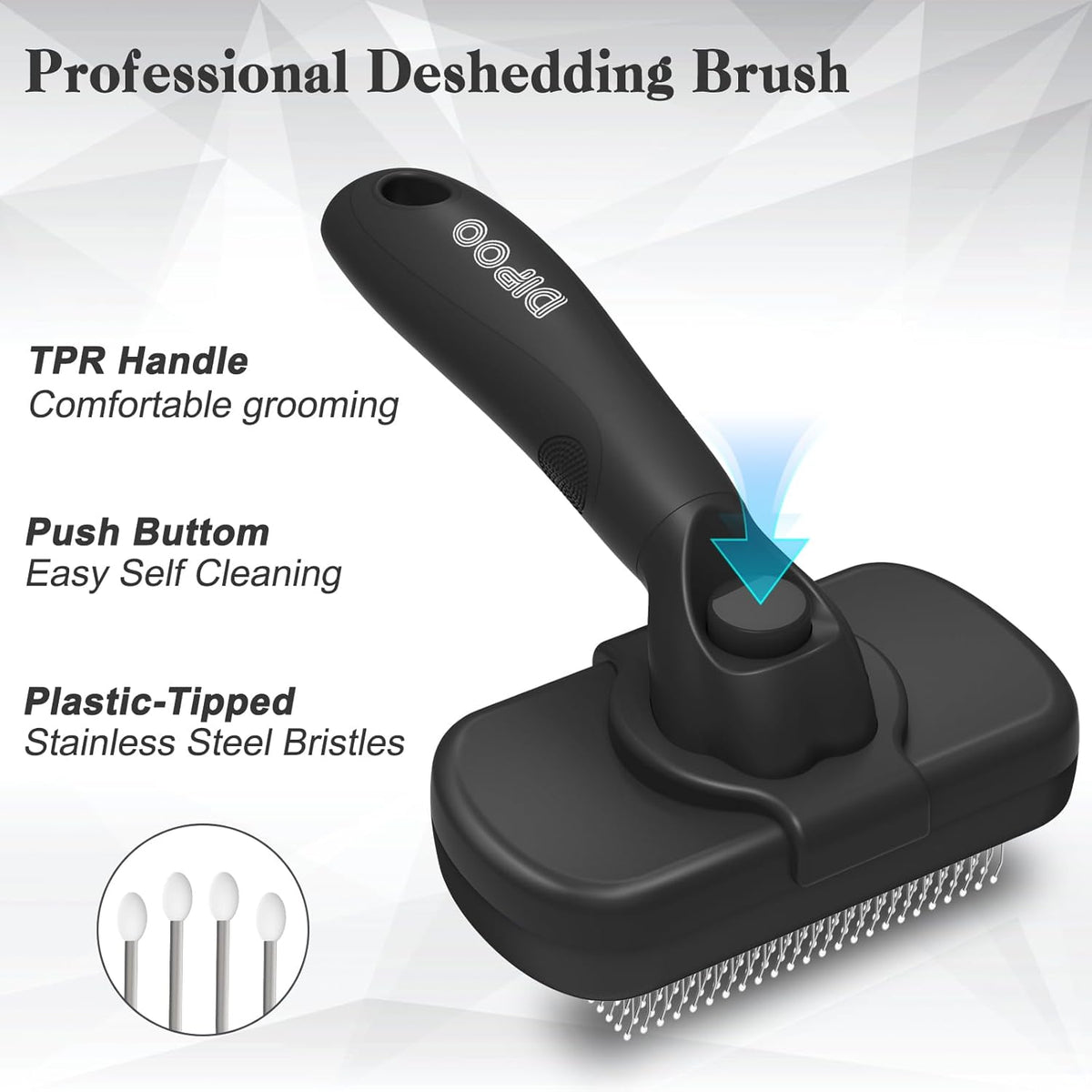Self Cleaning Shedding Brush - Skin Friendly Grooming Tool for Dogs, Cats, and Puppies, Deshedding and Hair Removal for Long and Short Haired Pets, Black | Skin Friendly Grooming Deshedding Tool and Hair Removal for Long and Short Haired Pets