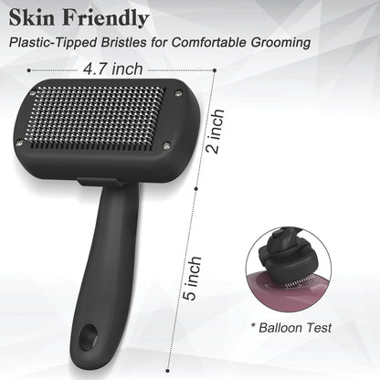 Self Cleaning Shedding Brush - Skin Friendly Grooming Tool for Dogs, Cats, and Puppies, Deshedding and Hair Removal for Long and Short Haired Pets, Black | Skin Friendly Grooming Deshedding Tool and Hair Removal for Long and Short Haired Pets