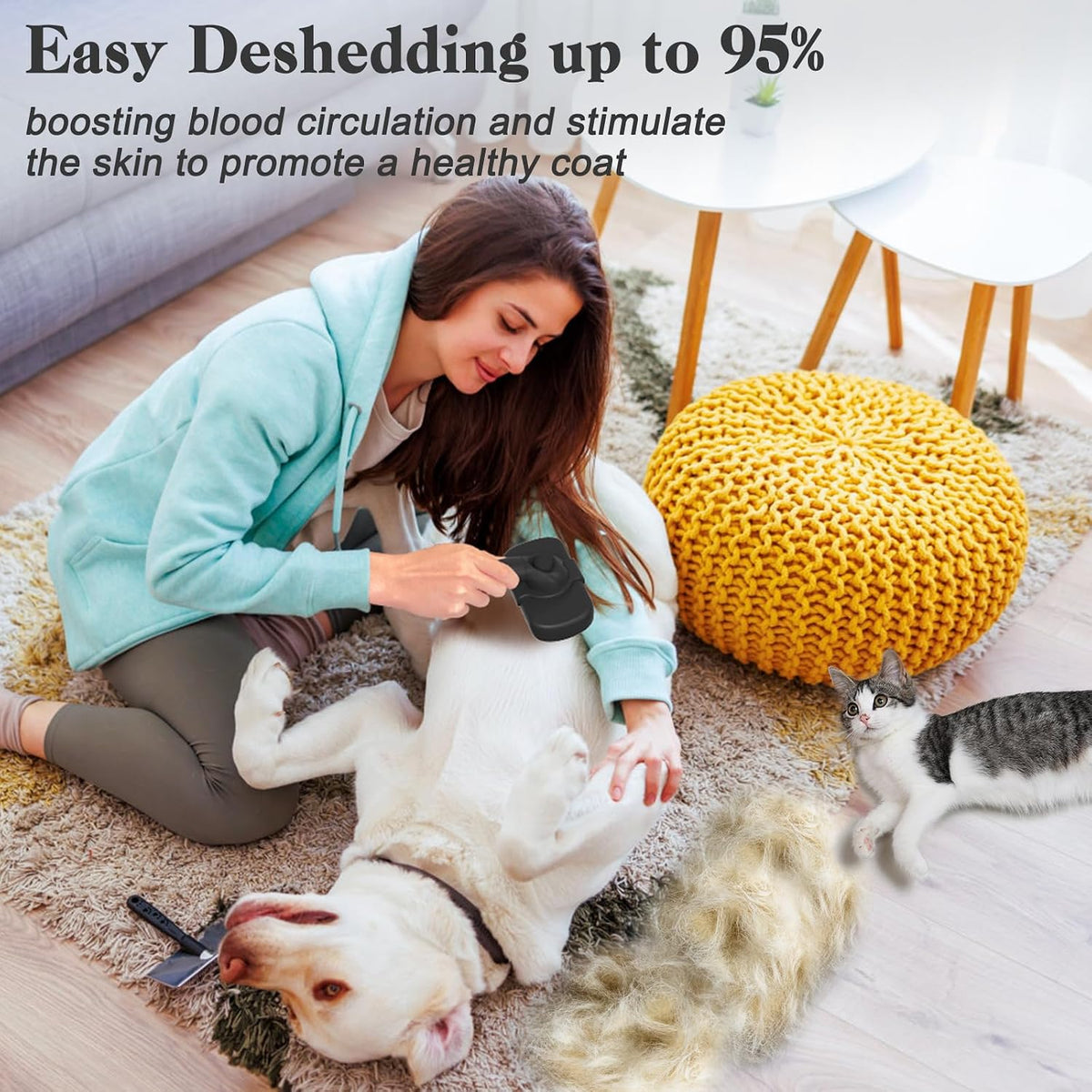 Self Cleaning Shedding Brush - Skin Friendly Grooming Tool for Dogs, Cats, and Puppies, Deshedding and Hair Removal for Long and Short Haired Pets, Black | Skin Friendly Grooming Deshedding Tool and Hair Removal for Long and Short Haired Pets