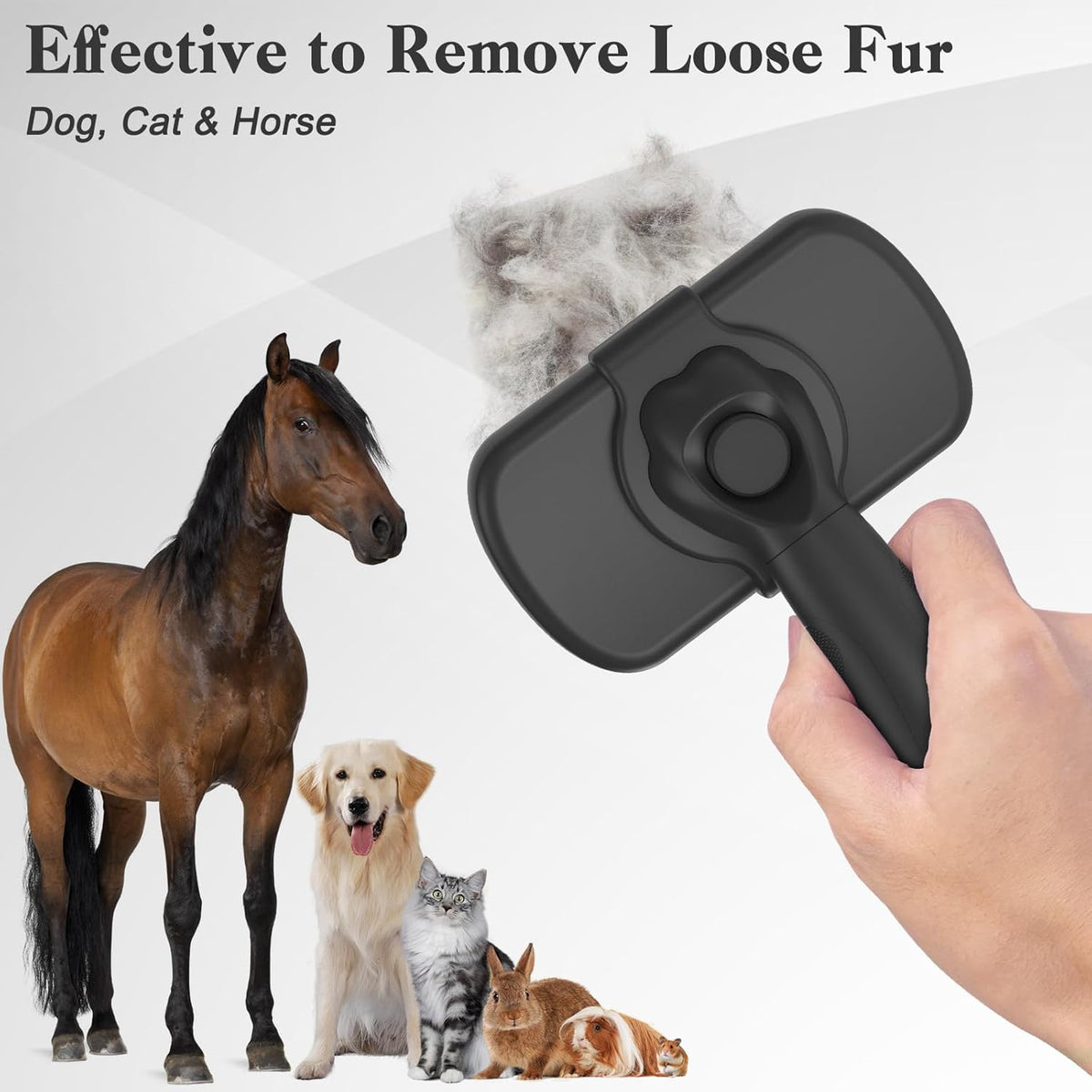 Self Cleaning Shedding Brush - Skin Friendly Grooming Tool for Dogs, Cats, and Puppies, Deshedding and Hair Removal for Long and Short Haired Pets, Black | Skin Friendly Grooming Deshedding Tool and Hair Removal for Long and Short Haired Pets