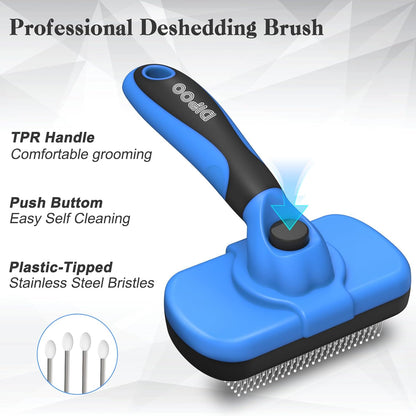 Self Cleaning Shedding Brush - Skin Friendly Grooming Tool for Dogs, Cats, and Puppies, Deshedding and Hair Removal for Long and Short Haired Pets, Black | Skin Friendly Grooming Deshedding Tool and Hair Removal for Long and Short Haired Pets