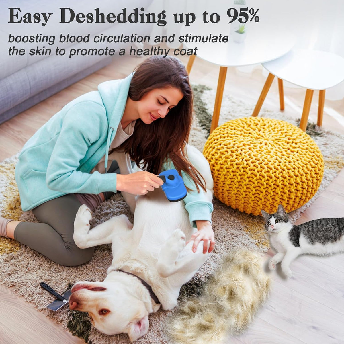 Self Cleaning Shedding Brush - Skin Friendly Grooming Tool for Dogs, Cats, and Puppies, Deshedding and Hair Removal for Long and Short Haired Pets, Black | Skin Friendly Grooming Deshedding Tool and Hair Removal for Long and Short Haired Pets