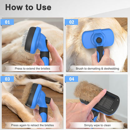 Self Cleaning Shedding Brush - Skin Friendly Grooming Tool for Dogs, Cats, and Puppies, Deshedding and Hair Removal for Long and Short Haired Pets, Black | Skin Friendly Grooming Deshedding Tool and Hair Removal for Long and Short Haired Pets