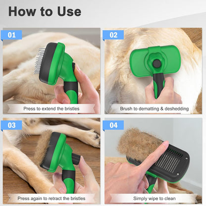 Self Cleaning Shedding Brush - Skin Friendly Grooming Tool for Dogs, Cats, and Puppies, Deshedding and Hair Removal for Long and Short Haired Pets, Black | Skin Friendly Grooming Deshedding Tool and Hair Removal for Long and Short Haired Pets