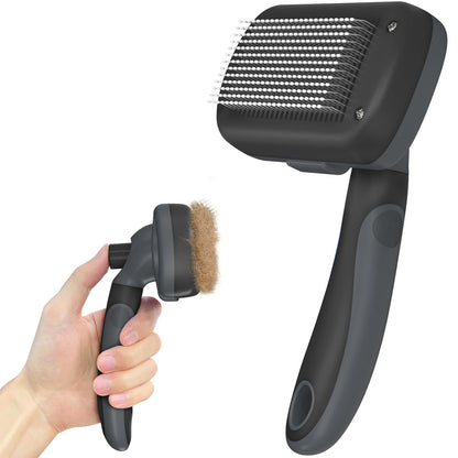 Self Cleaning Shedding Brush - Skin Friendly Grooming Tool for Dogs, Cats, and Puppies, Deshedding and Hair Removal for Long and Short Haired Pets, Black | Skin Friendly Grooming Deshedding Tool and Hair Removal for Long and Short Haired Pets