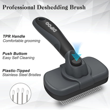 Self Cleaning Shedding Brush - Skin Friendly Grooming Tool for Dogs, Cats, and Puppies, Deshedding and Hair Removal for Long and Short Haired Pets, Black | Skin Friendly Grooming Deshedding Tool and Hair Removal for Long and Short Haired Pets