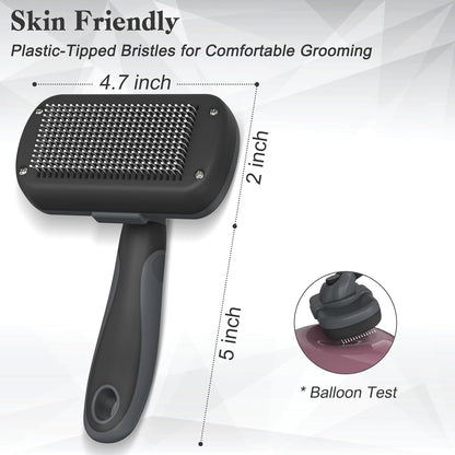 Self Cleaning Shedding Brush - Skin Friendly Grooming Tool for Dogs, Cats, and Puppies, Deshedding and Hair Removal for Long and Short Haired Pets, Black | Skin Friendly Grooming Deshedding Tool and Hair Removal for Long and Short Haired Pets