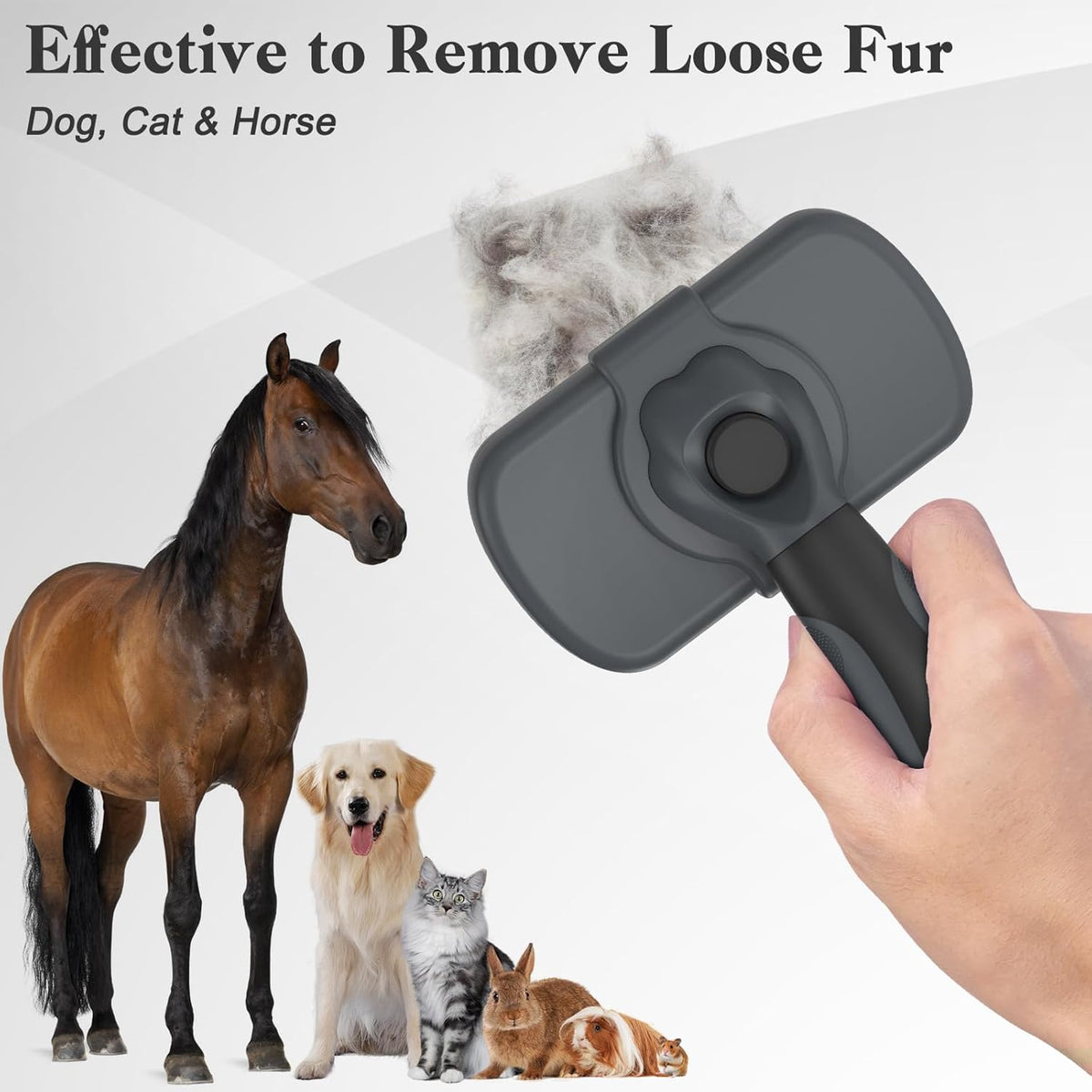 Self Cleaning Shedding Brush - Skin Friendly Grooming Tool for Dogs, Cats, and Puppies, Deshedding and Hair Removal for Long and Short Haired Pets, Black | Skin Friendly Grooming Deshedding Tool and Hair Removal for Long and Short Haired Pets