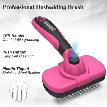 Self Cleaning Shedding Brush - Skin Friendly Grooming Tool for Dogs, Cats, and Puppies, Deshedding and Hair Removal for Long and Short Haired Pets, Black | Skin Friendly Grooming Deshedding Tool and Hair Removal for Long and Short Haired Pets