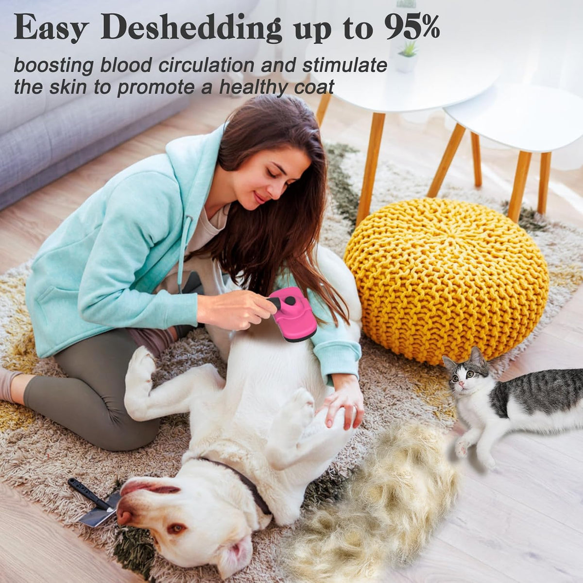 Self Cleaning Shedding Brush - Skin Friendly Grooming Tool for Dogs, Cats, and Puppies, Deshedding and Hair Removal for Long and Short Haired Pets, Black | Skin Friendly Grooming Deshedding Tool and Hair Removal for Long and Short Haired Pets