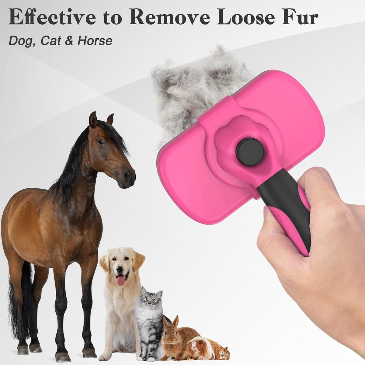 Self Cleaning Shedding Brush - Skin Friendly Grooming Tool for Dogs, Cats, and Puppies, Deshedding and Hair Removal for Long and Short Haired Pets, Black | Skin Friendly Grooming Deshedding Tool and Hair Removal for Long and Short Haired Pets
