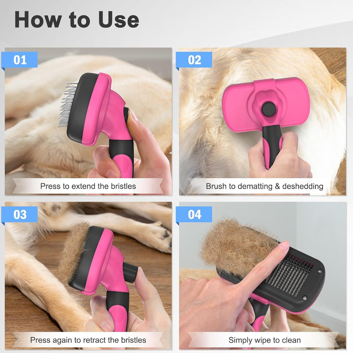 Self Cleaning Shedding Brush - Skin Friendly Grooming Tool for Dogs, Cats, and Puppies, Deshedding and Hair Removal for Long and Short Haired Pets, Black | Skin Friendly Grooming Deshedding Tool and Hair Removal for Long and Short Haired Pets
