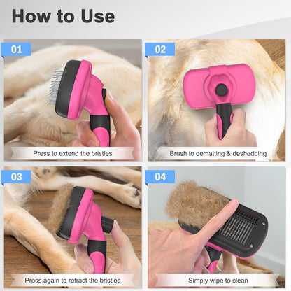 Self Cleaning Shedding Brush - Skin Friendly Grooming Tool for Dogs, Cats, and Puppies, Deshedding and Hair Removal for Long and Short Haired Pets, Black | Skin Friendly Grooming Deshedding Tool and Hair Removal for Long and Short Haired Pets