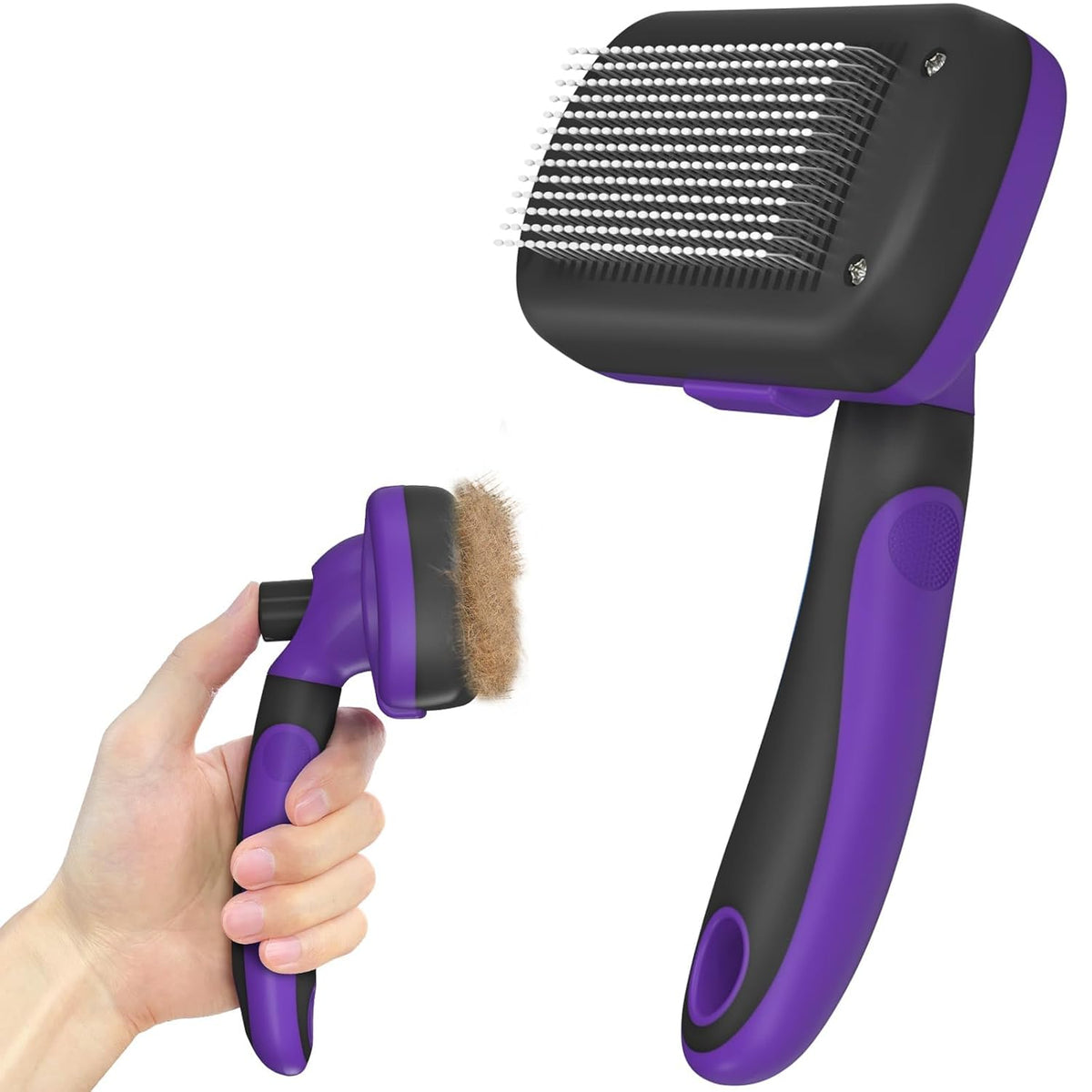 Self Cleaning Shedding Brush - Skin Friendly Grooming Tool for Dogs, Cats, and Puppies, Deshedding and Hair Removal for Long and Short Haired Pets, Black | Skin Friendly Grooming Deshedding Tool and Hair Removal for Long and Short Haired Pets