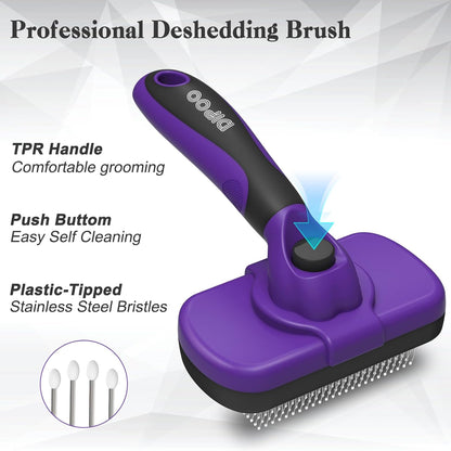 Self Cleaning Shedding Brush - Skin Friendly Grooming Tool for Dogs, Cats, and Puppies, Deshedding and Hair Removal for Long and Short Haired Pets, Black | Skin Friendly Grooming Deshedding Tool and Hair Removal for Long and Short Haired Pets