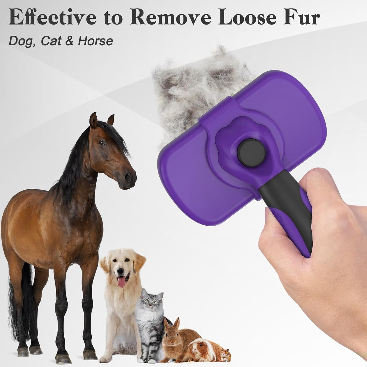 Self Cleaning Shedding Brush - Skin Friendly Grooming Tool for Dogs, Cats, and Puppies, Deshedding and Hair Removal for Long and Short Haired Pets, Black | Skin Friendly Grooming Deshedding Tool and Hair Removal for Long and Short Haired Pets
