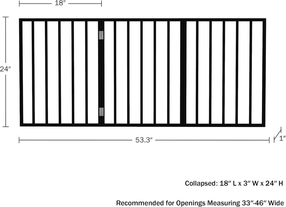 Pet Gate - 4-Panel Indoor Foldable Dog Fence for Stairs, Hallways or Doorways - 72x24-Inch Retractable Wood Freestanding Dog Gates (White)