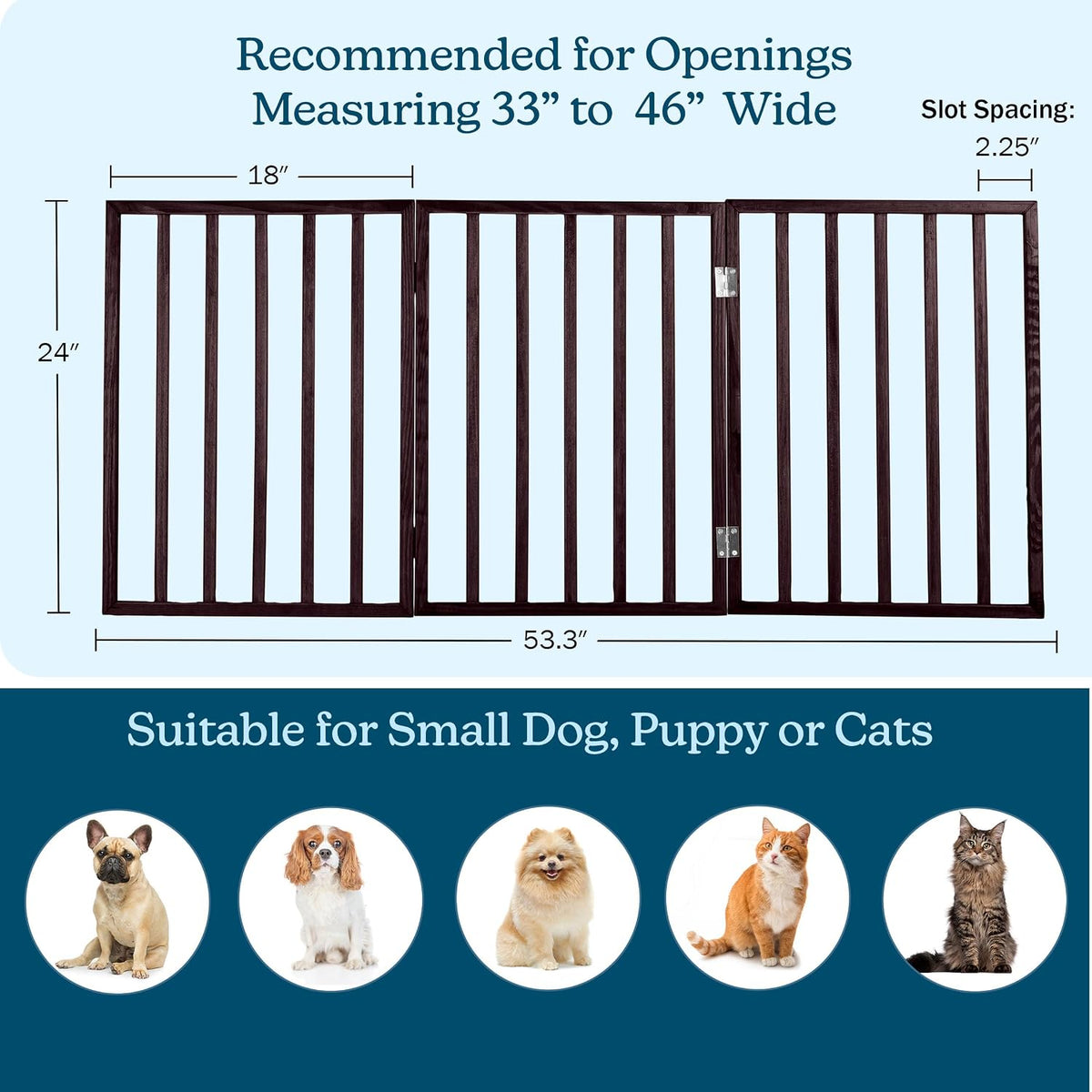 Pet Gate - 4-Panel Indoor Foldable Dog Fence for Stairs, Hallways or Doorways - 72x24-Inch Retractable Wood Freestanding Dog Gates (White)