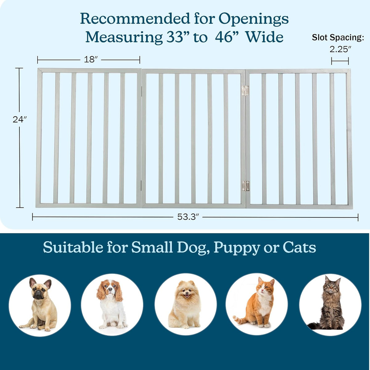 Pet Gate - 4-Panel Indoor Foldable Dog Fence for Stairs, Hallways or Doorways - 72x24-Inch Retractable Wood Freestanding Dog Gates (White)