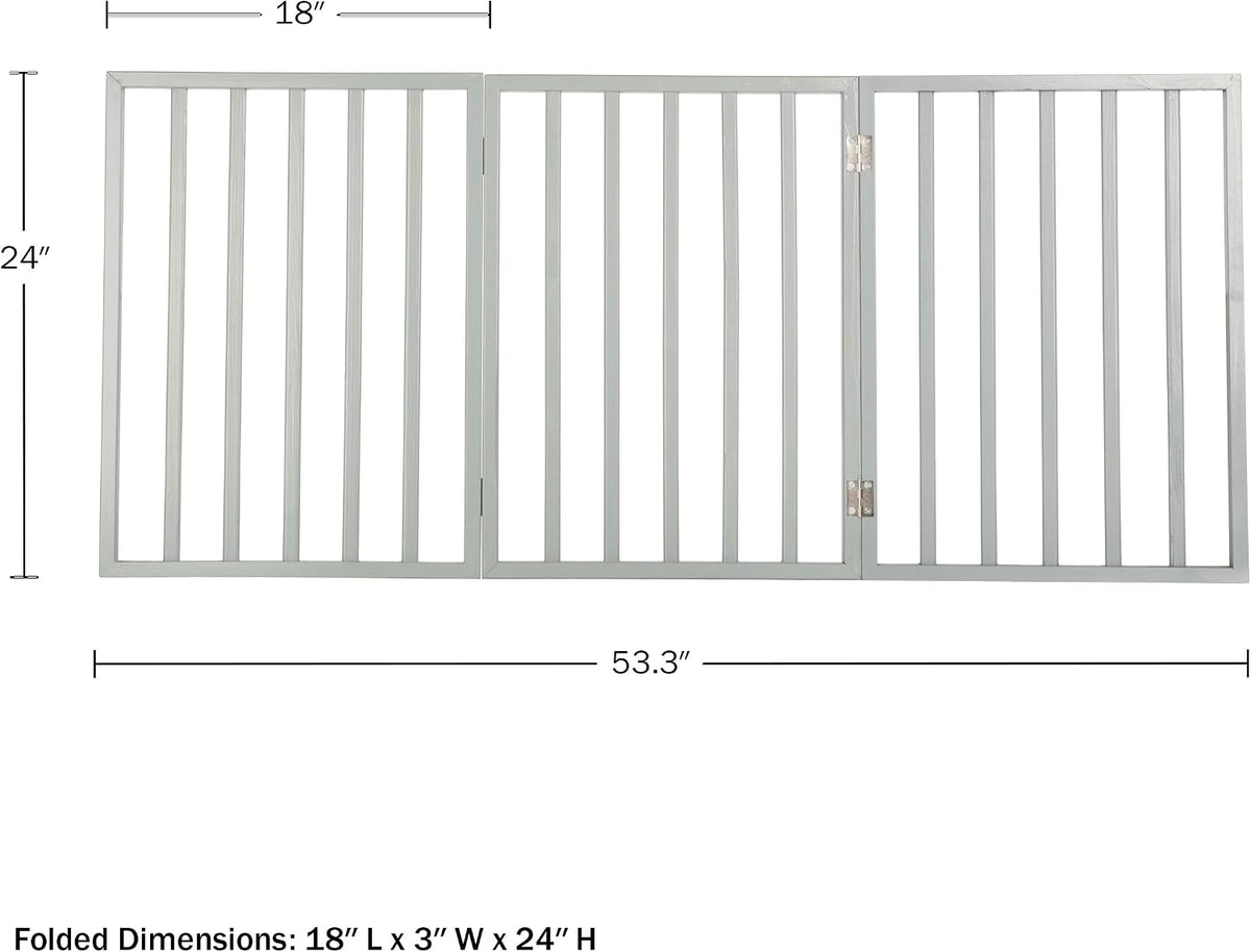 Pet Gate - 4-Panel Indoor Foldable Dog Fence for Stairs, Hallways or Doorways - 72x24-Inch Retractable Wood Freestanding Dog Gates (White)
