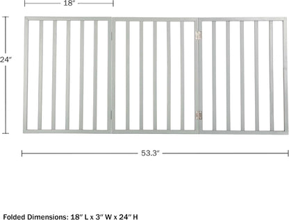 Pet Gate - 4-Panel Indoor Foldable Dog Fence for Stairs, Hallways or Doorways - 72x24-Inch Retractable Wood Freestanding Dog Gates (White)