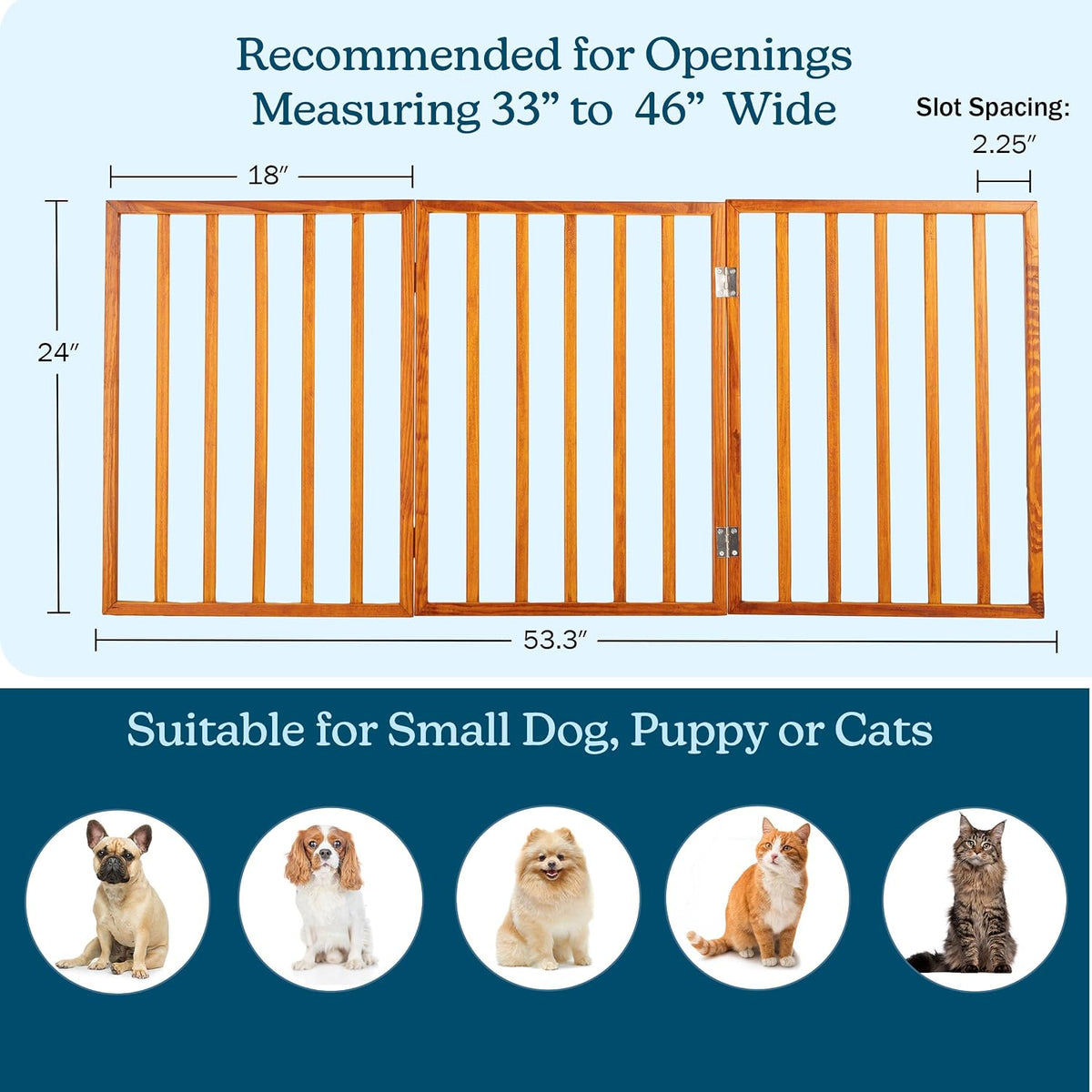 Pet Gate - 4-Panel Indoor Foldable Dog Fence for Stairs, Hallways or Doorways - 72x24-Inch Retractable Wood Freestanding Dog Gates (White)
