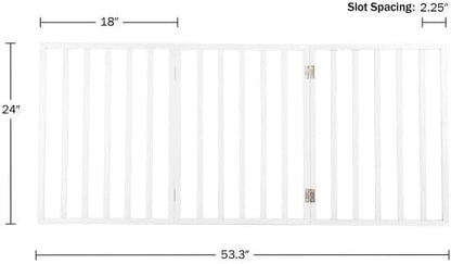Pet Gate - 4-Panel Indoor Foldable Dog Fence for Stairs, Hallways or Doorways - 72x24-Inch Retractable Wood Freestanding Dog Gates (White)