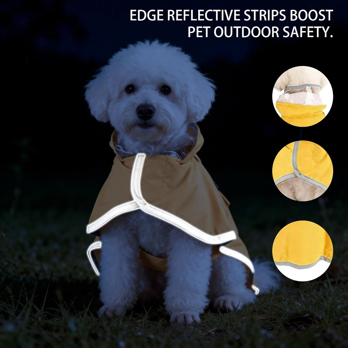 Dog Raincoat, Adjustable Dog Rain Jacket, Waterproof Dog Poncho, Clear Hooded Double Layer, Reflective Strip & Storage Pocket for Large Dogs (XXL)