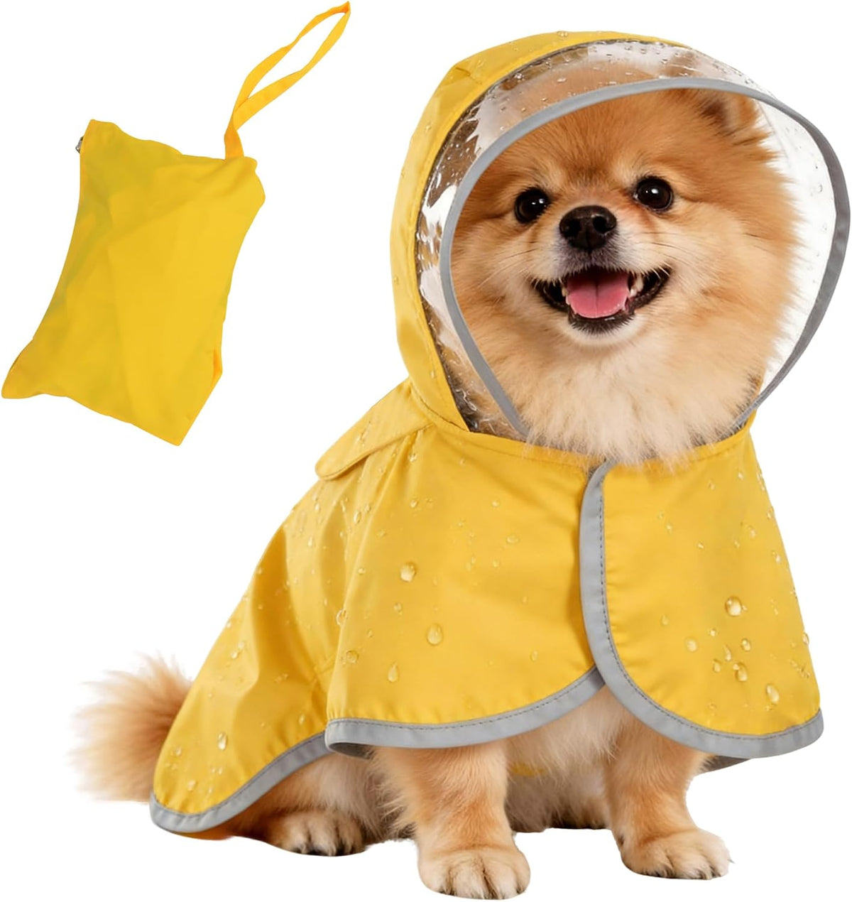Dog Raincoat, Adjustable Dog Rain Jacket, Waterproof Dog Poncho, Clear Hooded Double Layer, Reflective Strip & Storage Pocket for Large Dogs (XXL)