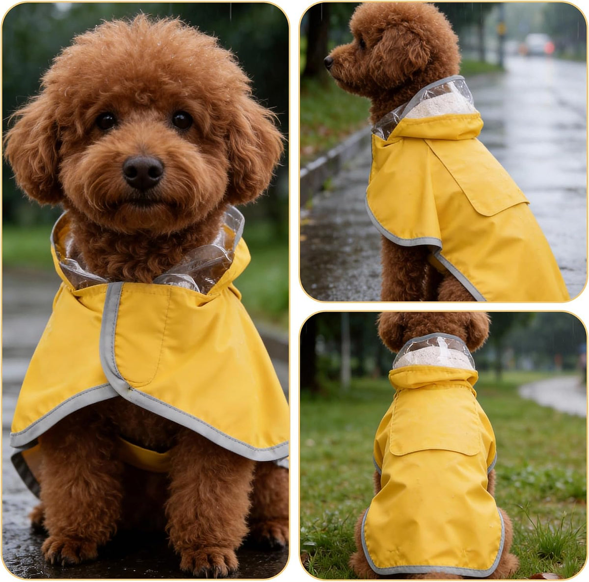 Dog Raincoat, Adjustable Dog Rain Jacket, Waterproof Dog Poncho, Clear Hooded Double Layer, Reflective Strip & Storage Pocket for Large Dogs (XXL)
