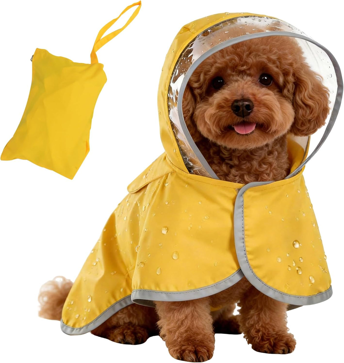 Dog Raincoat, Adjustable Dog Rain Jacket, Waterproof Dog Poncho, Clear Hooded Double Layer, Reflective Strip & Storage Pocket for Large Dogs (XXL)