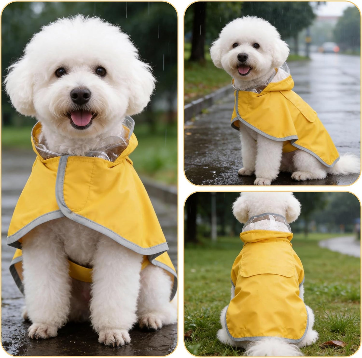 Dog Raincoat, Adjustable Dog Rain Jacket, Waterproof Dog Poncho, Clear Hooded Double Layer, Reflective Strip & Storage Pocket for Large Dogs (XXL)