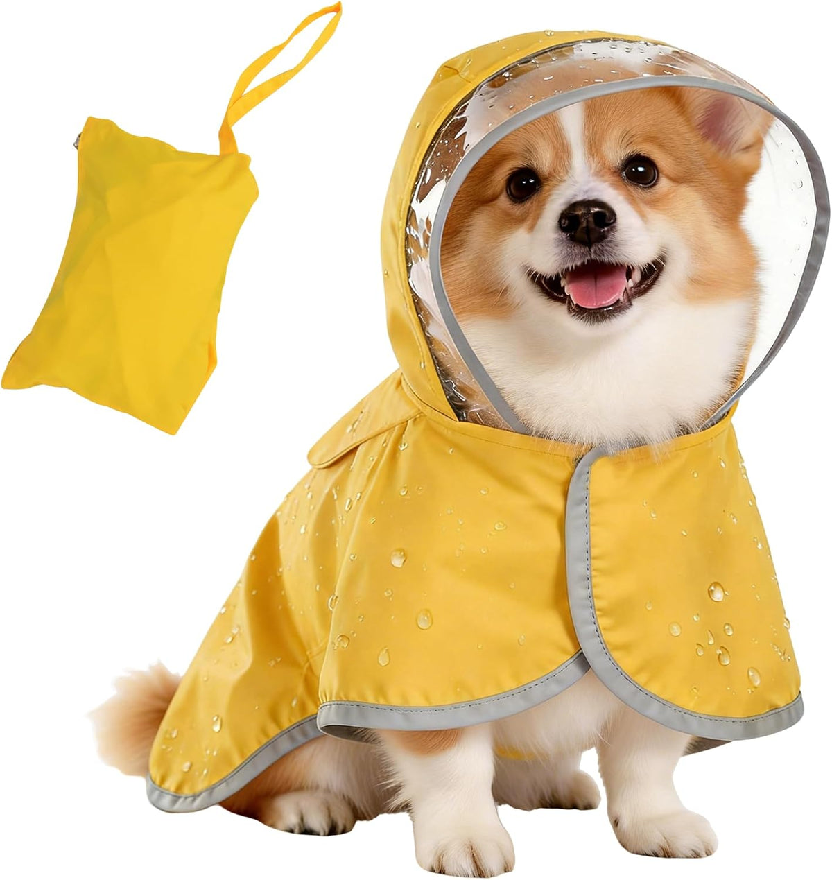 Dog Raincoat, Adjustable Dog Rain Jacket, Waterproof Dog Poncho, Clear Hooded Double Layer, Reflective Strip & Storage Pocket for Large Dogs (XXL)
