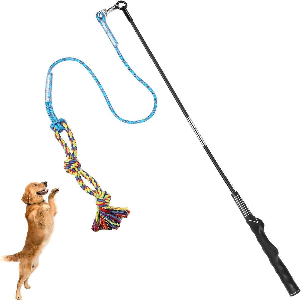Flirt Pole for Dogs Interactive Chase Toy for Large Medium Small Puppy Dogs