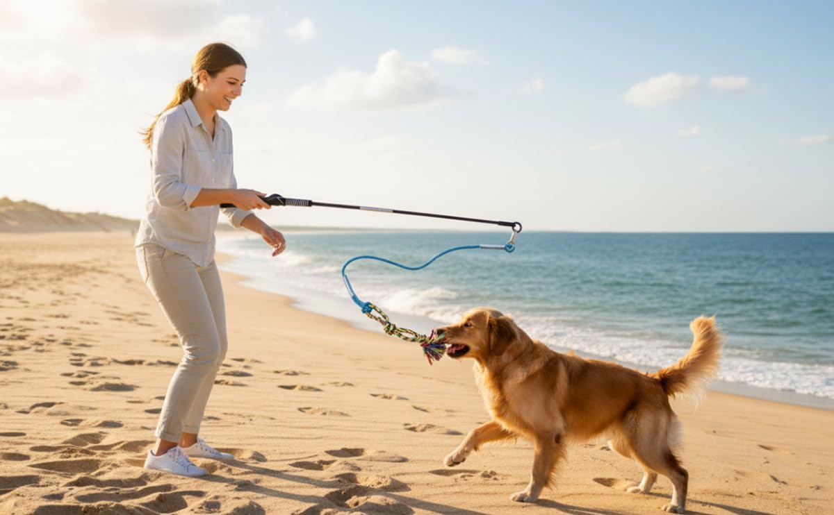 Flirt Pole for Dogs Interactive Chase Toy for Large Medium Small Puppy Dogs
