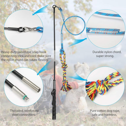 Flirt Pole for Dogs Interactive Chase Toy for Large Medium Small Puppy Dogs