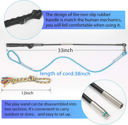 Flirt Pole for Dogs Interactive Chase Toy for Large Medium Small Puppy Dogs