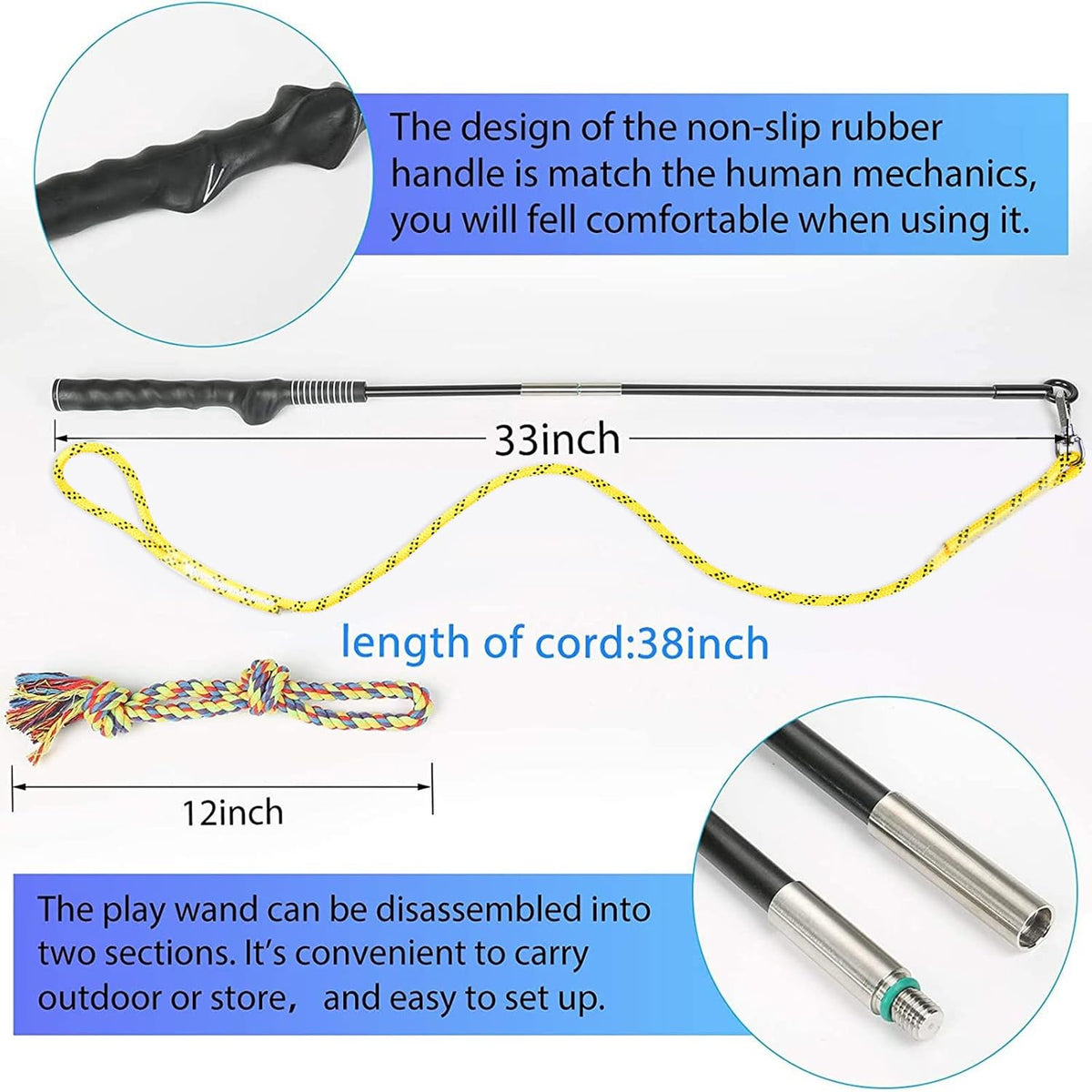 Flirt Pole for Dogs Interactive Chase Toy for Large Medium Small Puppy Dogs